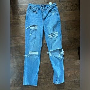 Hollister 27 high rise distressed straight leg jeans